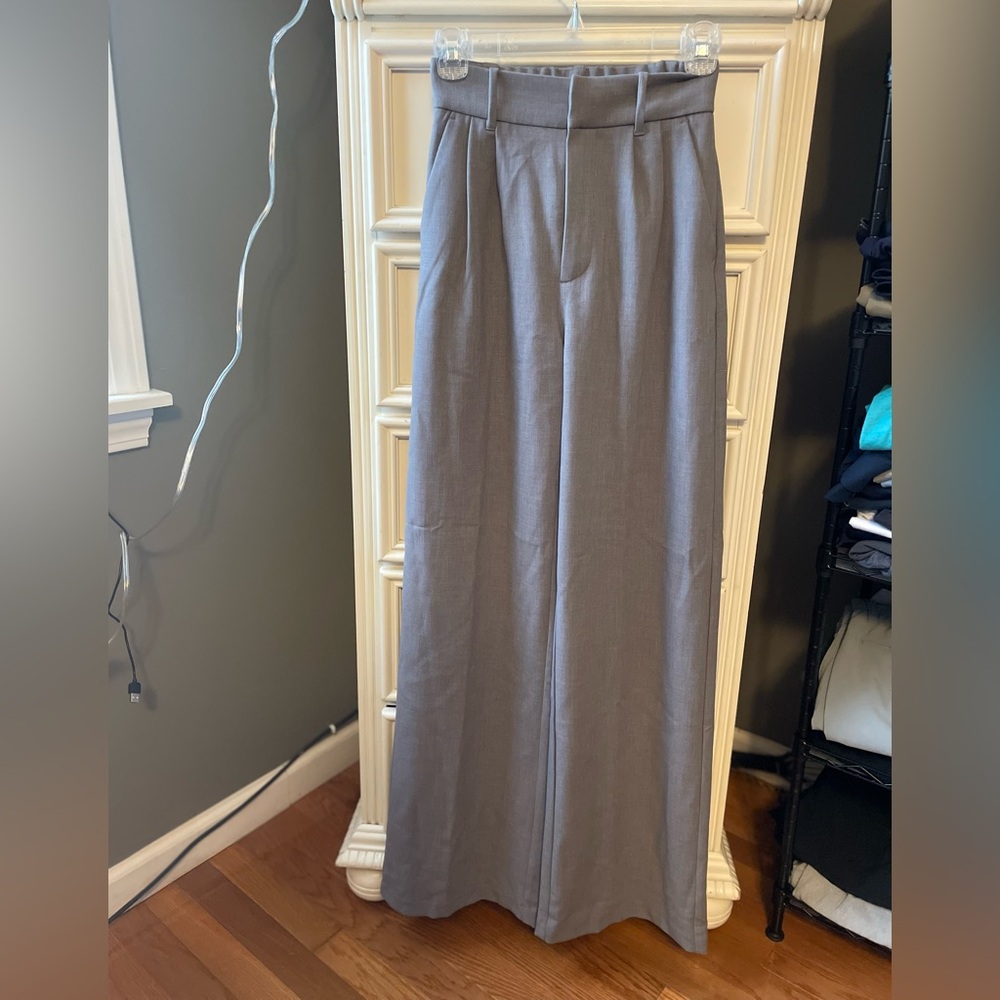 Abercrombie & Fitch Gray High-Waist Wide-Leg Trousers